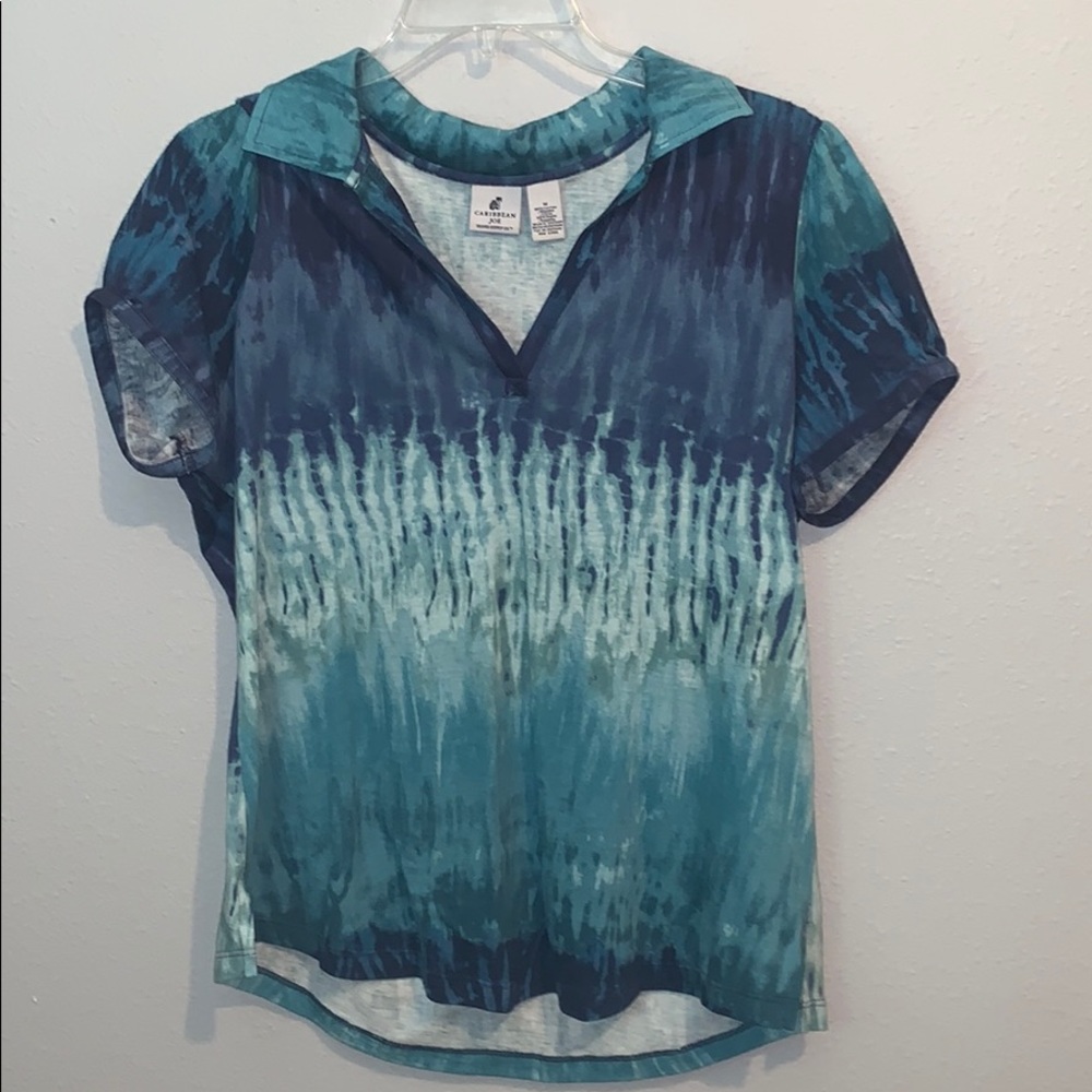 3/$25 Caribbean Joe tie-dye collared shirt